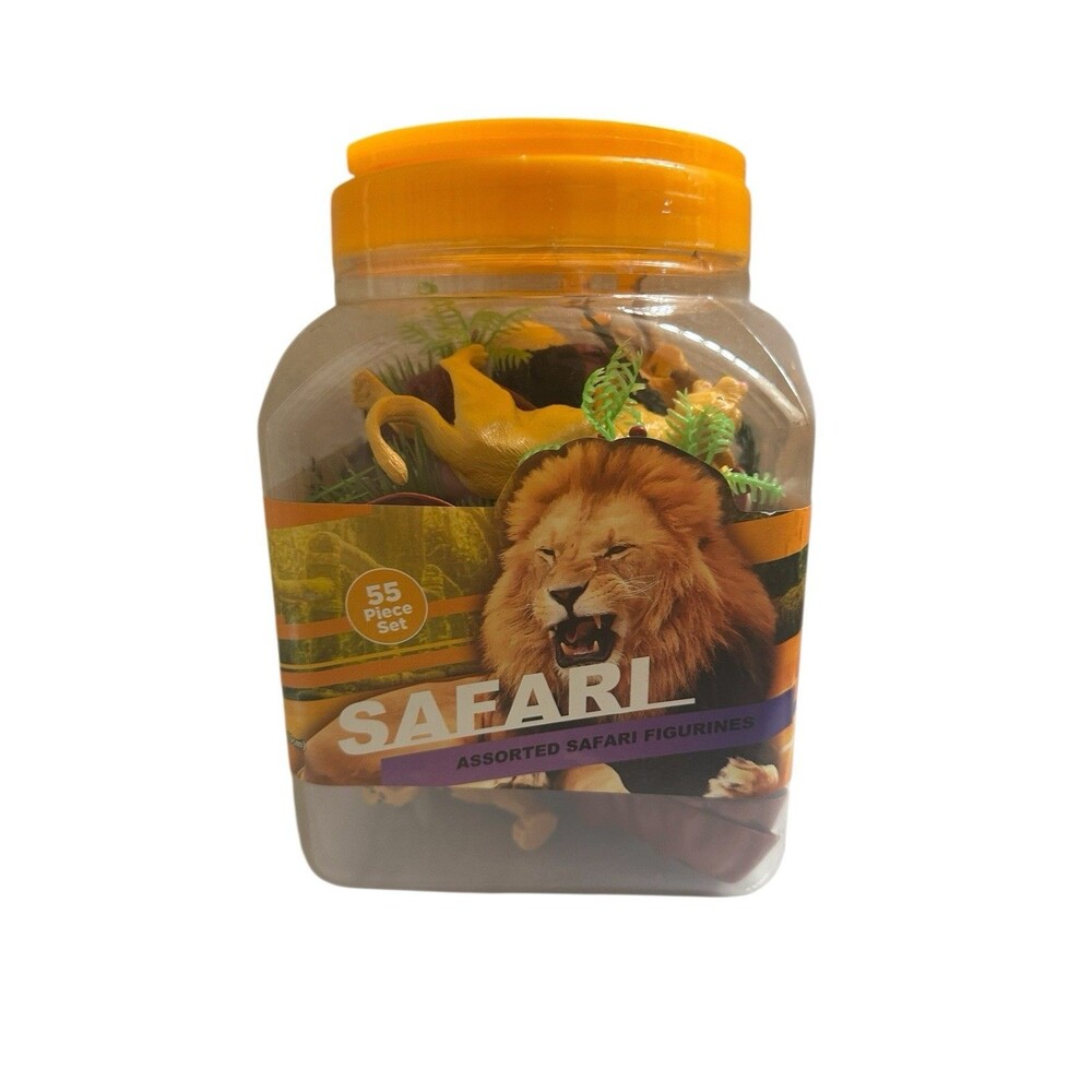 NEW 55 Piece Safari FIgures Play Set Lion Camel Tiger Panda Jaguar Zebra +